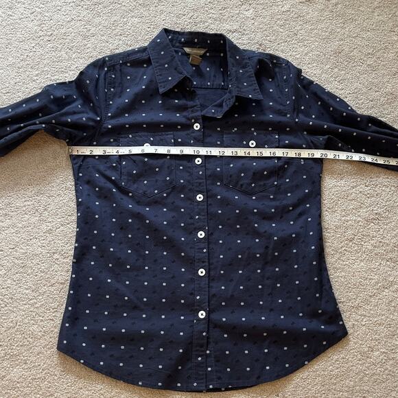 Bit & Bridle Womens Horse Print Long Sleeve Button Up Top Navy Size Small Riding - Picture 6 of 7
